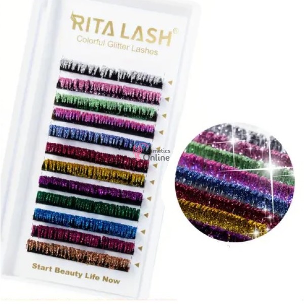 Gene false fir cu fir Rita WOW Lash Glitter color cu sclipici D/0.15 de 13mm